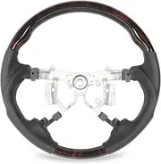 Steering Wheel, Compatible with Camry XV40 Highlander Previa 2007‑2011, Leather Drive Wheel, Hydro Dip Round Bottom Wheel, Perforated Steering Replacement (木目)