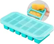 Silicone Freezer Trays with Lid, Soup Cubes Freezer Molds, Silicone Ice Cube Tray, Easy Meal Prep, Silicone Mold for Soup and Food Storage (Pale Blue-6 Cups)