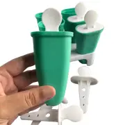 6 Cell Ice Cream Popsicle Frozen Mold Silicone Ice Homemade Maker Tray Green