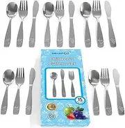 15 Piece Stainless Steel Kids Silverware Set | Child and Toddler Safe Flatware | Utensil Set Includes 5 Small Spoons, 5 Forks & 5 Knives