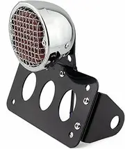 Motorcycle License Plate Bracket Universal 12V Motorcycle Side Mount LED Tail Light w/License Number Plate Bracket For Harley for Bobber(Chrome)