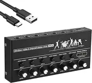 Labymos 6-Channel o Mixer Stereo Line Mixer Metal Shell USB Type-C Power Supply for Guitar Bass Keyd Stage 6.35mm Mono/6.5 Dual Channels Ultralow-noise Mixer d