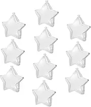 EPIGEIST 10pcs Fillable Ornament Ball Clear Transparent Star Ball DIY Bauble Ball for Christmas Valentines Days Home Wedding Party Decoration