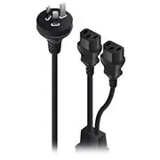 Alogic AU Plug to IEC C13 x2 Splitter Power Cable 2m