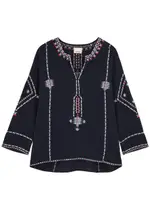 Isabel Marant Clarisa Embroidered Cotton Tunic - Dark Blue - 10 10