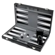 Game ChessBoard Backgammon Set with Stitched Leatherette Case,Folding for Family