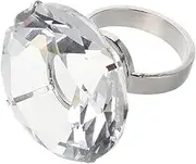 FUNNETOYU Large Simulated Glass Engagement Ring Prop Elegant Wedding Decoration Stunning Proposal Ornament for Anniversaries and Parties Eye Catching Glass Ring for Celebrations
