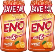 2 x ENO orange Fruit Salt 100g Fast Relief From Acidity Orange Flavour 100g