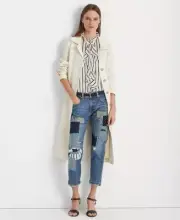 NWT Lauren Ralph Lauren Patchwork Relaxed Tapered Jeans Size 6