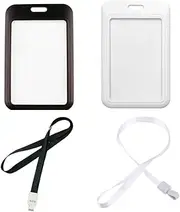 DACUAN 2 Packs of Plastic ID Card Holder, ID Card Holder Transparent Window Office School License Pass Credit Card Artwork (Black and White)
