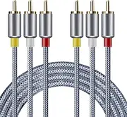 AV Cable, 3RCA to 3RCA Stereo Audio Video Cable Nylon Braided Composite AV Cord for TV,DVD Players,Set-Top Box,Speaker,Amplifier,VCD,VCRs & More -10FT