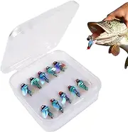 Fishing Lure Spinnerbait - 10X Fly Fishing Lures Kit,Realistic Design Barbed Fish Catcher, Short Shank Hook, Jig Accessories for Lake River Anglers