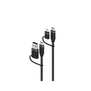 Alogic 4-in-1 100W Silicone Flexible Universal Charging Cable 1.5m - USB-C, USB-A and Lightning - Black