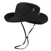 Windproof Men Outdoor Hat Wide Brim Flat Top Men Camping Hat Letter Print Anti-U