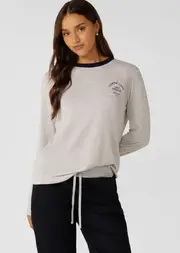 [Lorna Jane] Limited Edition Lotus Long Sleeve T-Shirt in Grey, Size - Medium M Light Grey Marl
