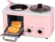 Multifunctional Breakfast Machine, Retro Toaster, Electric Oven for Frying, with Timing Function, with Non-Stick Coated Frying Pan, Electric Oven, Electric Breakfast Station for Sausage Hashbrowns