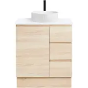 CIBO 750mm Coast Veneer Nordic Full Height Bathroom Vanity With Fluted White Gloss Basin