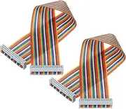 uxcell 2 Pcs 34 Pin Flat Rainbow Ribbon Cable FC/FC Female Connector 1FT 2.54mm Pitch Breadboard Jumper Wires for Electronic Projects