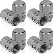 Grey Tire Valve Stem Caps for Car,PAFUWEI Aluminum Alloy Car Tyre Valve Dust Caps, Easy-Grip Hexagon Valve Stem Covers Replacement Dust Cap with O-Ring Gasket for Cars, Bike, Motorcycle…