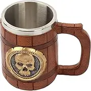 Drinking Mug - Skull Design Mug, Stainless Steel Tumbler | 20oz Medieval Tankard with Handle, Halloween Pirate Mug for Beer Party Events to Do