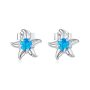 Ocean Starfish Stud Earrings Silver plating Blue Earrings for Women Wedding Jewelry