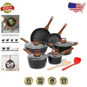 Eco-Friendly 12-Pc Nonstick Granite Cookware Set - Induction & Gas Compatible