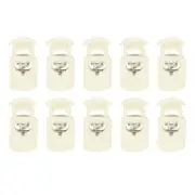 10pcs Cord Lock Single Hole Spring Toggle Stopper for Drawstring, Beige