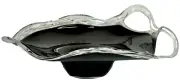ION TAMAIAN Art Glass Hand Blown Bowl Black/Clear Fused Romania New