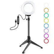 10 Mode Usb Led Ring Light with Tripod Mount and Cold Shoe Ball Head - 4.7 In...