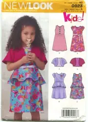 New Look 0923 Dress & Knit Jacket Girls Sewing Pattern Uncut Size 3-8