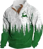 [Generic] Heart Sleeve Hoodie Men's Autumn and Winter Half Standing Neck Zippered Cotton Christmas Sweater Plaid Zip up Hoodie Men