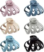 MAORULU Big Claw Hair Clips for Thick Hair, Matte Octopus Large Women and Girls, Jaw Strong Hold Jumbo Clip All Types, 6 Packs (Bright) 3.2*2.9*1.8 Inch
