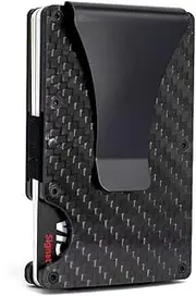[TAVICE] Men Slim Carbon Fiber Credit Card Holder RFID Blocking Metal Wallet Money Clip Carbon Fiber Wallet for Men - Minimalist Wallet with Metal Clip