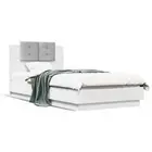 RGB LED Lights Bed Frame Wooden Mattress Base White Single Size 90x190cm