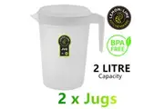 2x Fridge Jugs 2L Water Drink Juice Pitcher Kettle Bottle BPA FREE Clear Plastic