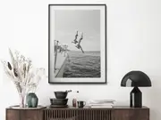 Black and White Ocean Jump Canvas Wall Art