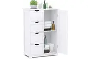 Giantex Bathroom Storage Cabinet Freestanding Wooden Entryway Cupboard Organizer,White