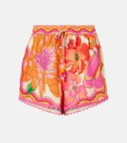 [Farm Rio] Farm Rio Floral linen-blend shorts AU 16 multicoloured
