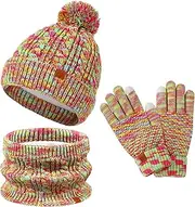 [womorista] Kids Hat Scarf Gloves Set Toddler Winter Knit Beanies Neck Warmer Gaiter