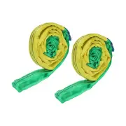 2 Pcs Lifting Slings Straps Polyester 6ft Flexible Eye Slings(4409lbs) Green