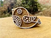Wooden Block Stamp Tiny Bird Stamp for printing, Bird DIY Stamp, Craft Scrapbook Stamps, Textile Paper Clay Pottery Block, Handmade Wooden, Fabrice Printing