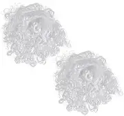 Santa Beard Kit 2 Pcs Novelty Fake Beards Christmas Props Comfortable Sturdy Great for Role Playing Events White