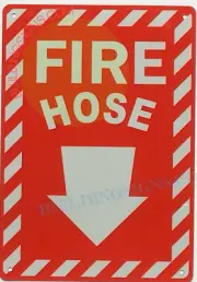 FIRE HOSE SIGN (7X10, Red, Aluminum) -REF24-1027