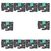 10PK Compatible with Brother P-Touch TZ-735 White on Green 0.47" Label Tape 12mm