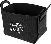 Hohopeti Large Capacity Pet Storage Box Felt Organizer with Carry Handles for Dogs and Cats for Organizing Treats and Supplies Deep Grey Color