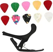 Yardwe 1 Set Guitar Capo Set with Picks Professional Clamp for Acoustic Electric Guitars for Musicians Random Color
