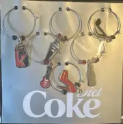 Vintage Diet Coke Wine Glass Markers Tags for Stem - Set of 6. NIB