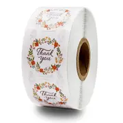 50pcs/lot Paper Flowers Thank You Stickers for Wedding Favors and Party Seal Labels Business Packing Label Stationery Sticker