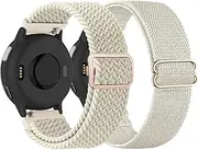 TUCOMO 2 Pack Braided Stretchy Nylon Watch Bands Compatible with Garmin Vivoactive 6/5/3, 20mm Loop Elastic Fabric Straps for Venu Sq 2/Forerunner 55/165/645/245 Women Men
