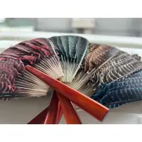 在飛比找蝦皮購物優惠-八家將 火雞羽毛扇子 四季組合 特殊顏色 手工染整羽毛 精品